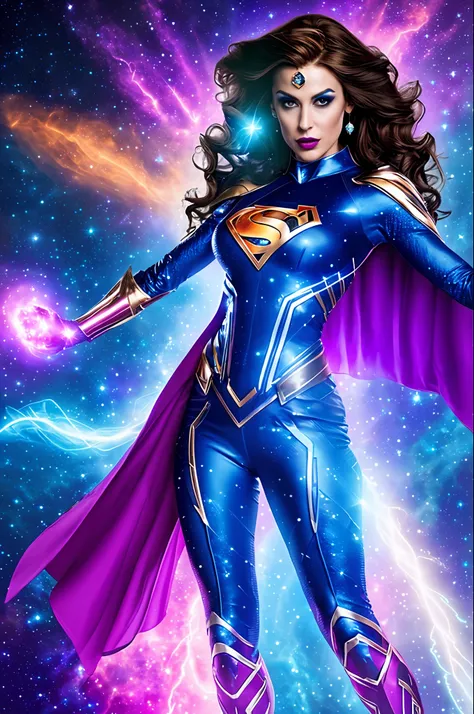 Create a stunning image of a cosmic superheroine, with unparalleled ...