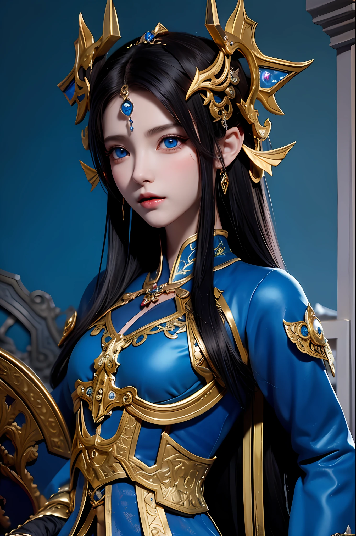 the gorgeous Dragon Emperatriz (total war Warhammer) (black hair, blue ...