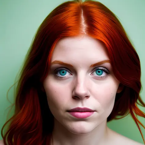 Red-haired woman with green eyes