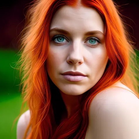 Red-haired woman with green eyes