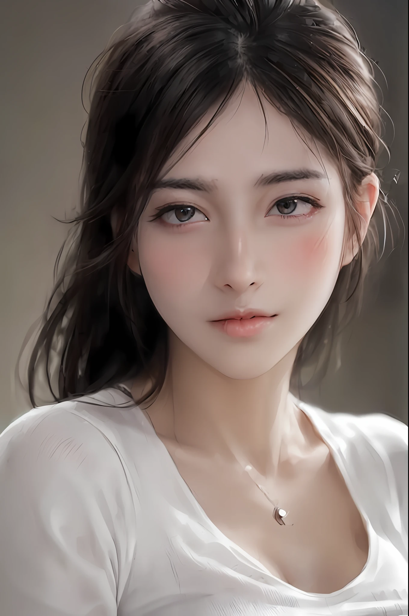 dressed, (photo realistic:1.4), (hyper realistic:1.4), (realistic:1.3),
(smoother lighting:1.05), (increase cinematic lighting quality:0.9), 32K,
1girl,20yo girl, realistic lighting, backlighting, light on face, ray trace, (brightening light:1.2), (Increase quality:1.4),
(best quality real texture skin:1.4), finely detailed eyes, finely detailed face, finely quality eyes,
(joy, blush), (tired and sleepy and satisfied), face closeup, t-shirts,
(Increase body line mood:1.1), (Increase skin texture beauty:1.1)