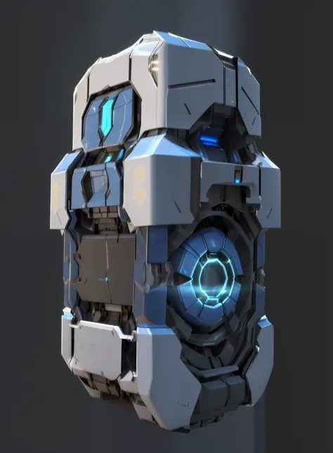 a close up of a futuristic object with a glowing blue light, hard surface 3 d, hard surface modelling, hard surface model, hard surface modeling, hard surface concept art, zbrush hard surface, hard surface, 3d hard surface design, game asset, hardsurface m...