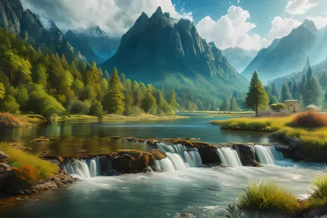 landscape,water,(extremely detailed CG unity 8k wallpaper), most beautiful artwork in the world,professional majestic oil painti...
