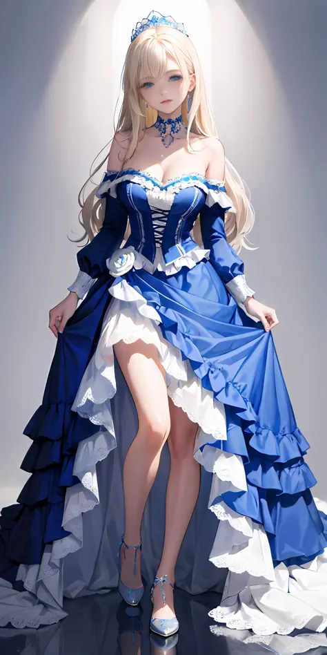 [blue:aqua:0.65] theme, masterpiece, masterpiece of a girl, detailed visual art, blue eyes, light blonde hair, long hair, collar...