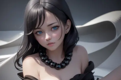 anime girl with black hair and blue eyes posing for a picture, photorealistic anime girl render, smooth anime cg art, render of a cute 3d anime girl, 3 d anime realistic, detailed digital anime art, artwork in the style of guweiz, realistic anime 3 d style...