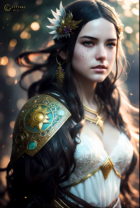 Realistic cosplay facial portrait painting of a beautiful rpg champion, pastel colors, intricate details, fantasy, universe, intricate magic embroidery, highly detailed hair, highly detailed eyes, tense face, [elden ring|d &amp; d] concept art, rpg portrai...
