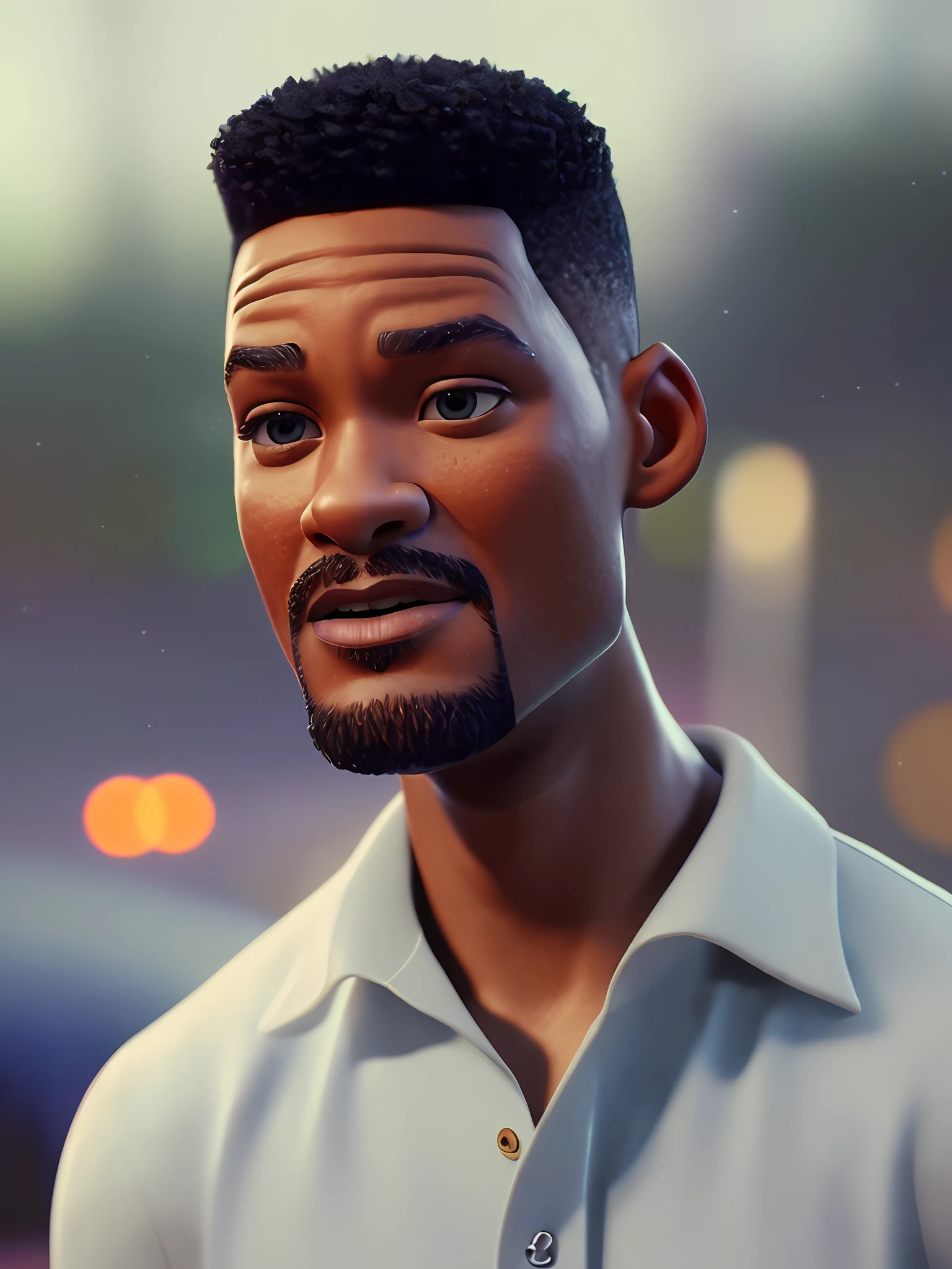 Will Smith, (masterpiece:1.2) (bokeh) (best quality) (detailed skin) (detailed texture) (8k) (claymation) (cinematic lighting) (sharp focus