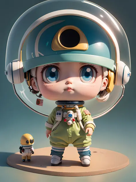 There is a little doll with helmet and helmet, cute 3d rendering, little astronaut looking up, portrait anime space cadet boy, cute 3d anime boy rendering, cute detailed digital art, male explorer mini cute boy, 3d rendering stylized, 3d rendered character art 8k, cute digital painting, anime style 3d, super detailed rendering