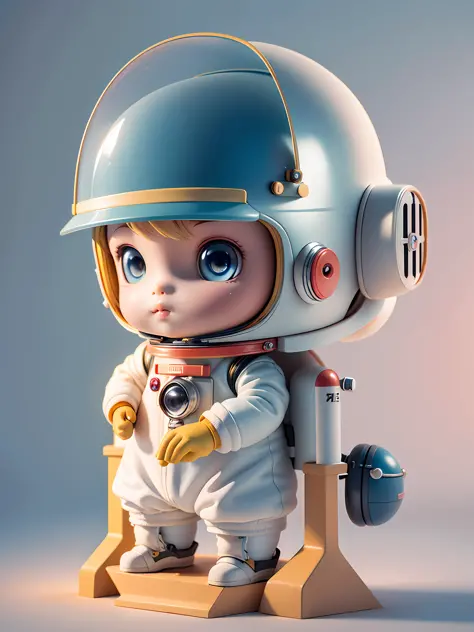 There is a little doll with helmet and helmet, cute 3d rendering, little astronaut looking up, portrait anime space cadet boy, cute 3d anime boy rendering, cute detailed digital art, male explorer mini cute boy, 3d rendering stylized, 3d rendered character...