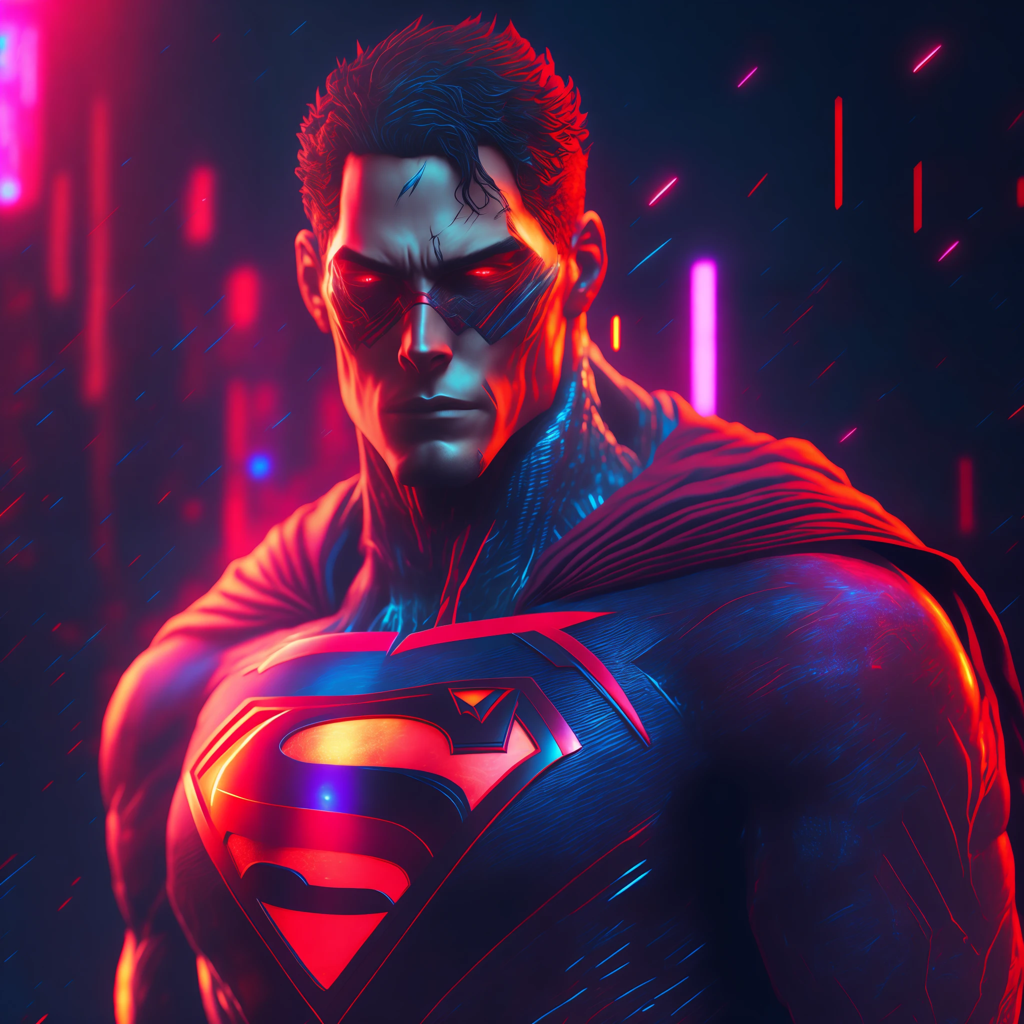 Superman cíborg (corriente continua), ciberpunk, 8k