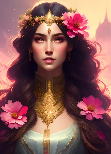 (samdoesart:1.1) (dreamlikeart:1)  kuvshinov (symmetry:1.1) (portrait of floral:1.05) a woman as a beautiful goddess, (assassins...
