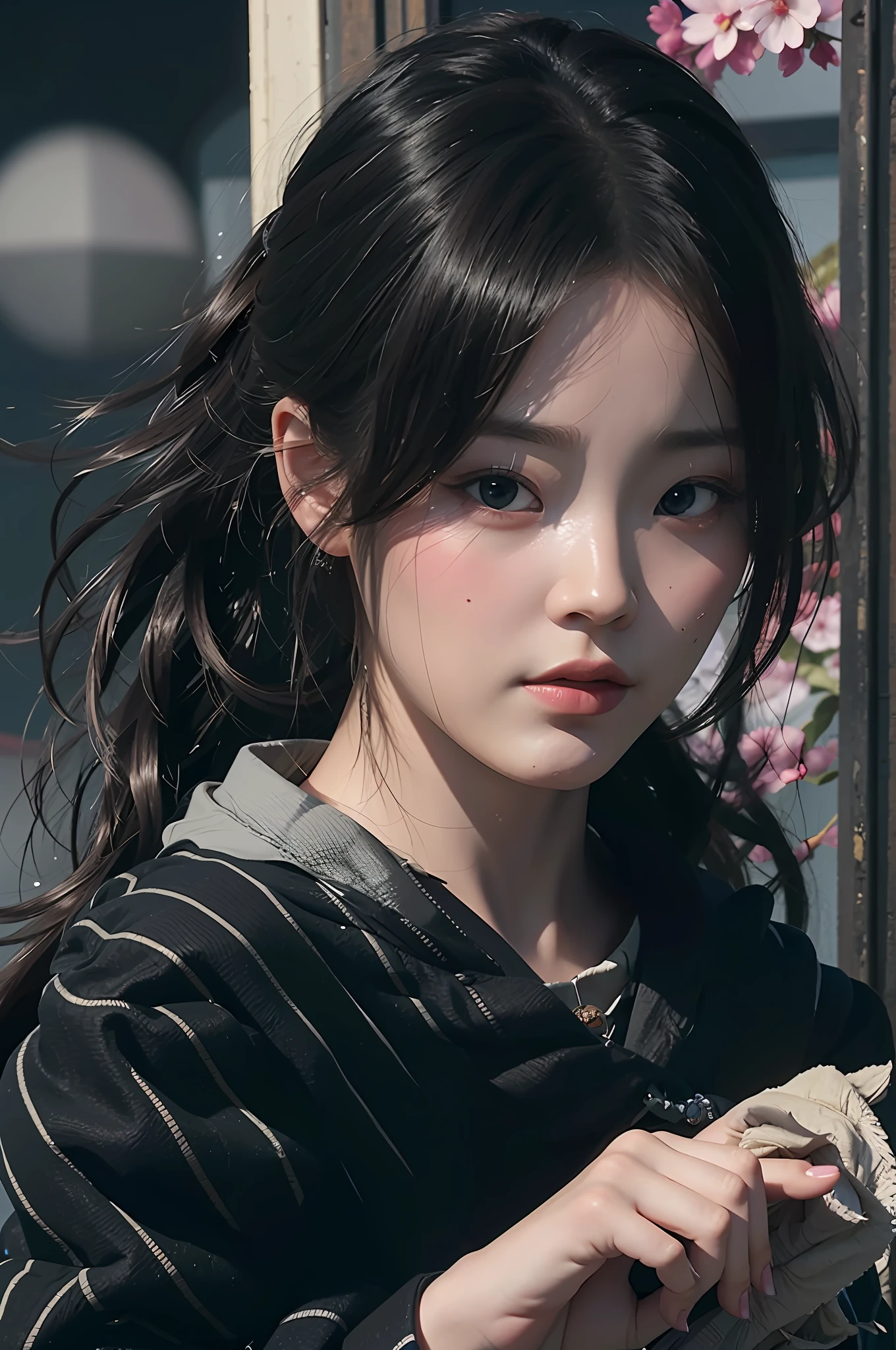 There is a woman holding a mobile phone in her hand, created by Zhang Han, Guviz style artwork, Yang J's Guviz, Guvitz in ArtStation pixiv, stunning anime face portrait, realistic. Cheng Yi, Guviz in the shade Portrait, Portrait of a Girl, Soft Portrait Shot 8 K, 🤤 Chinese Antique Girl