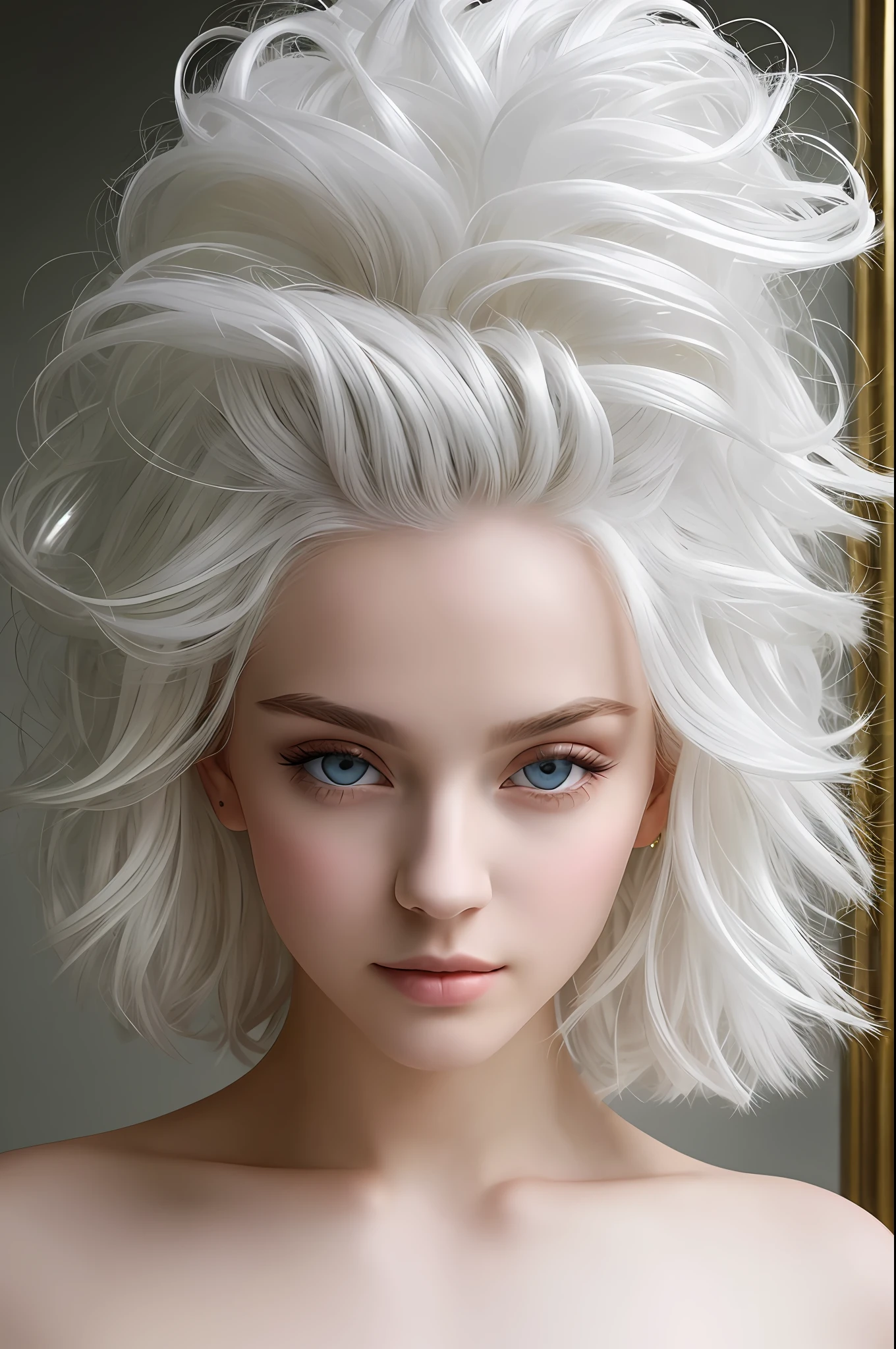 Excelente, obra de arte, white cabelo, Olhos dourados, Roupas brancas, olhando pra cima, tronco, cabelo, Pele clara, roupas transparentes