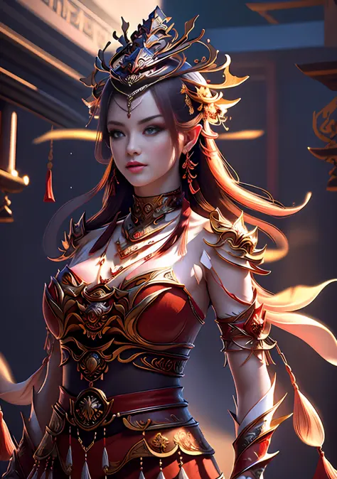 Best quality,masterpiece,ultra-detailed high res,(photorealistic:1.4),raw photo,,illustration, wanjian, multiple weapon (glowing weapon)
1 girls dancing,(solo:1.2),(cowboy shot:1.2),(hair crown:1.2),Traditional chinese dunhuang style clothes,Strapless,(red...