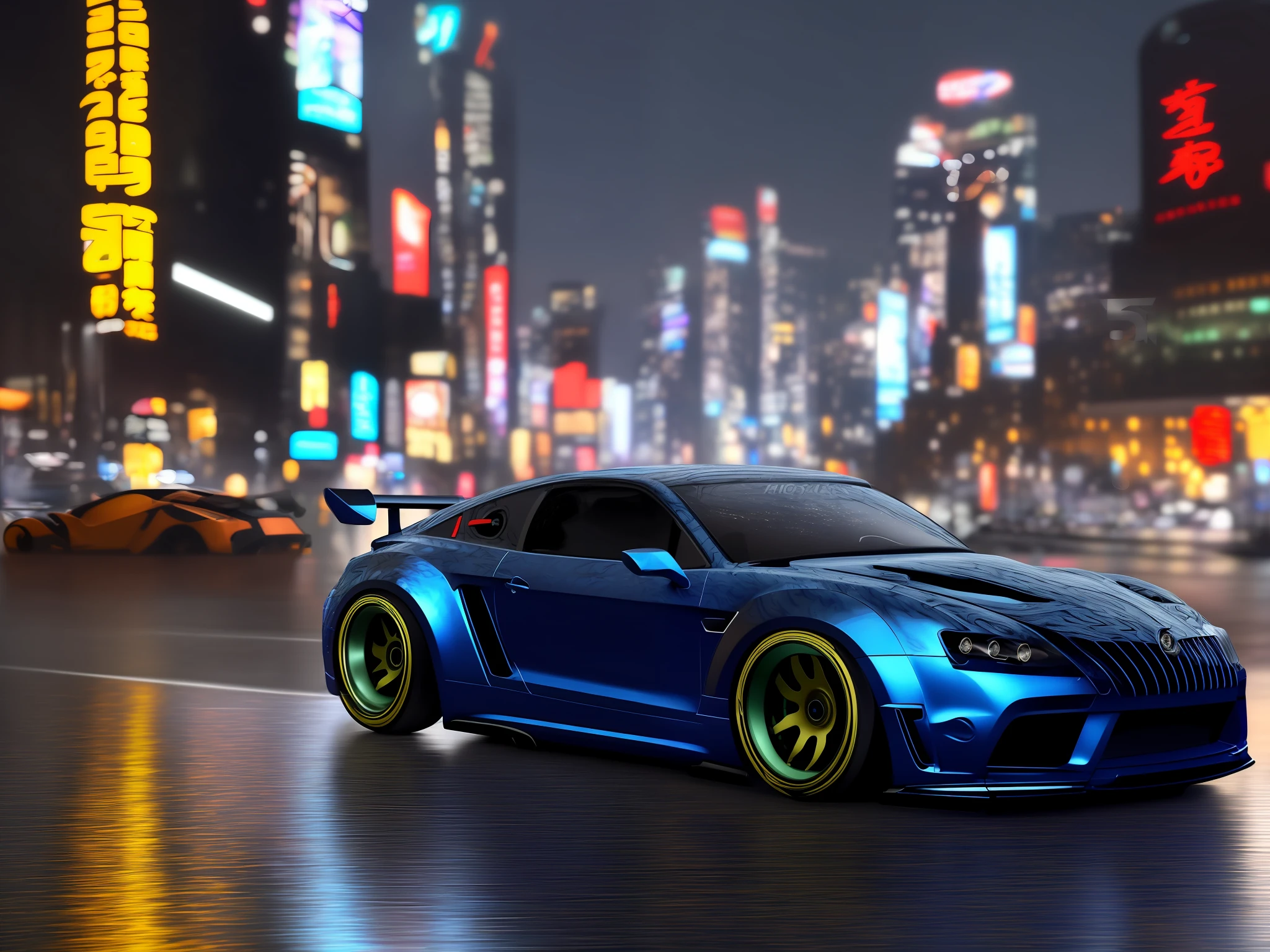 sport car,tuned, motion, (at night:2) (motion blur:1. 3), movie action scene, (Need for Speed:1. 1), wet reflection, racing game, (cityscape in background:1. 5), (detailed stunning environment:1.5), moody dark atmosphere, neon underground aesthetics, (sci-fi), cyberpunk, blade runner, cinematic, cover art, (low front angle),intricate, (highly detailed:1.5), digital painting, digital art, artstation, concept art,(color contrast:1. 1), (Wide lens:1.5),best quality masterpiece, (photorealistic:1.5), sharp focus, 8k, HDR, shallow depth of field, broad light, high contrast, light sparkles, chromatic, sharp focus,transparent,(clear photo:1.5)