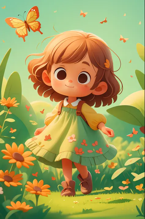 High detail, super detail, super high resolution, Pixar style, A cute and innocent girl, child, toddler, enjoying her time in an...