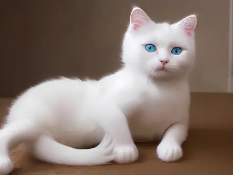 Cute white cat, super realistic