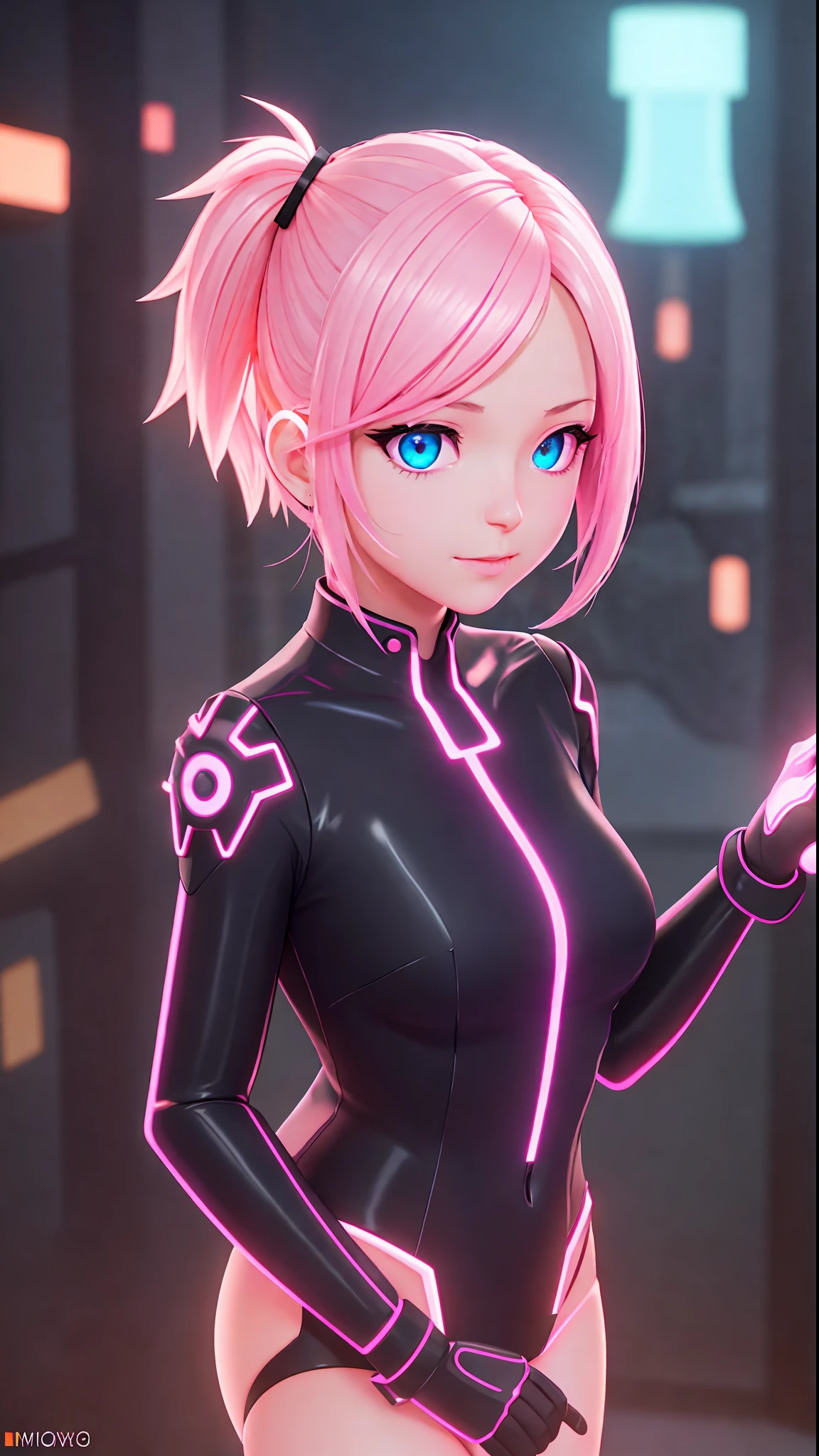 professional photo of a cute young woman, ultra high quality, volumetric, bioluminescence, luminism, pink-orange, global illumination, ambient occlusion, masterpiece, art by Ilya Kuvshinov, omimoji, busy image, awards winner, octane render, unreal engine 5,