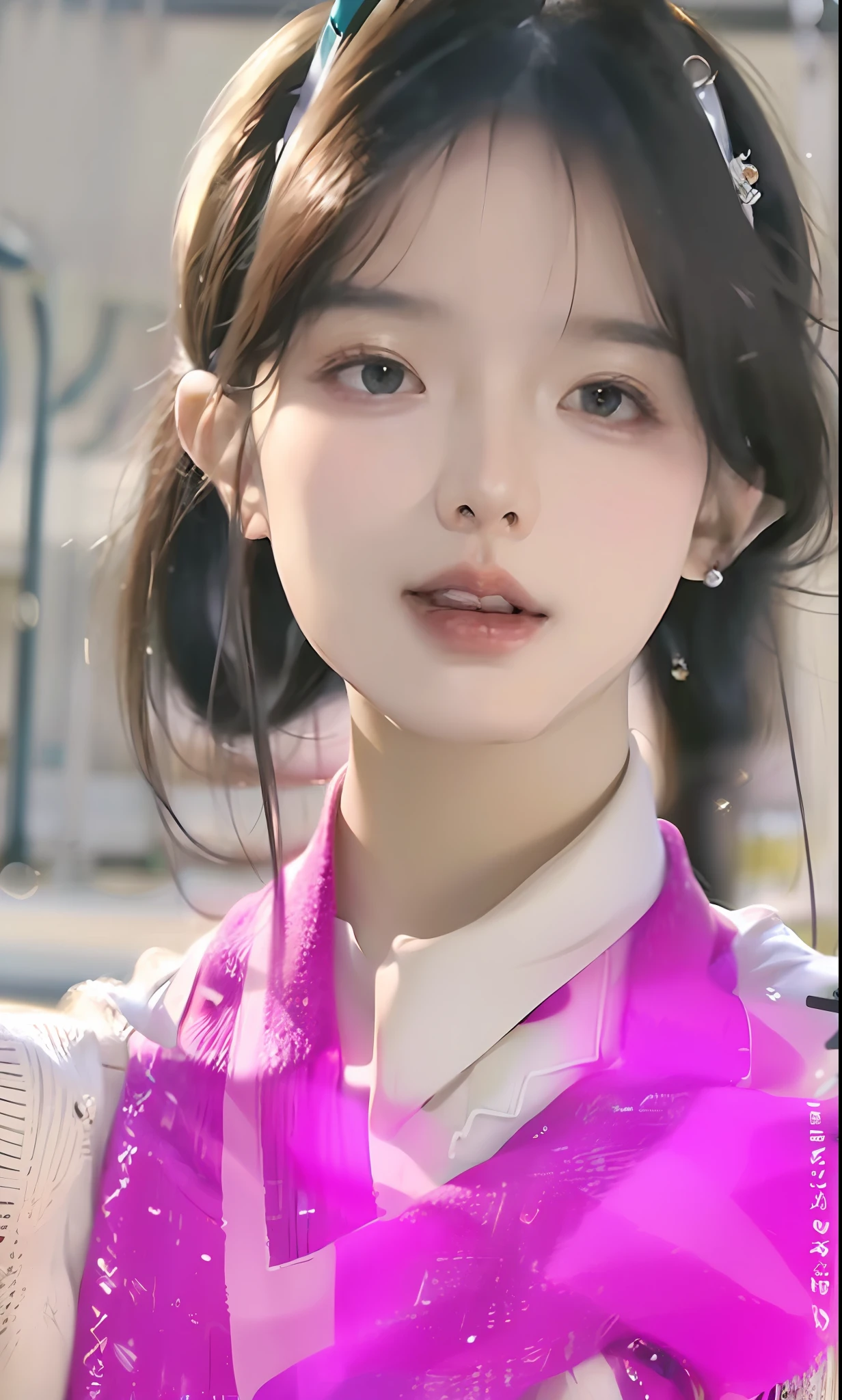 (8k, RAW photo, photorealistic:1.25) ,( lip gloss, eyelashes, glossy finish, glossy skin, best quality, super high resolution, depth of field, chromatic aberration, caustics, wide light, natural shadow, Kpop idol) look with serenity and goddess-like bliss to the spectators,