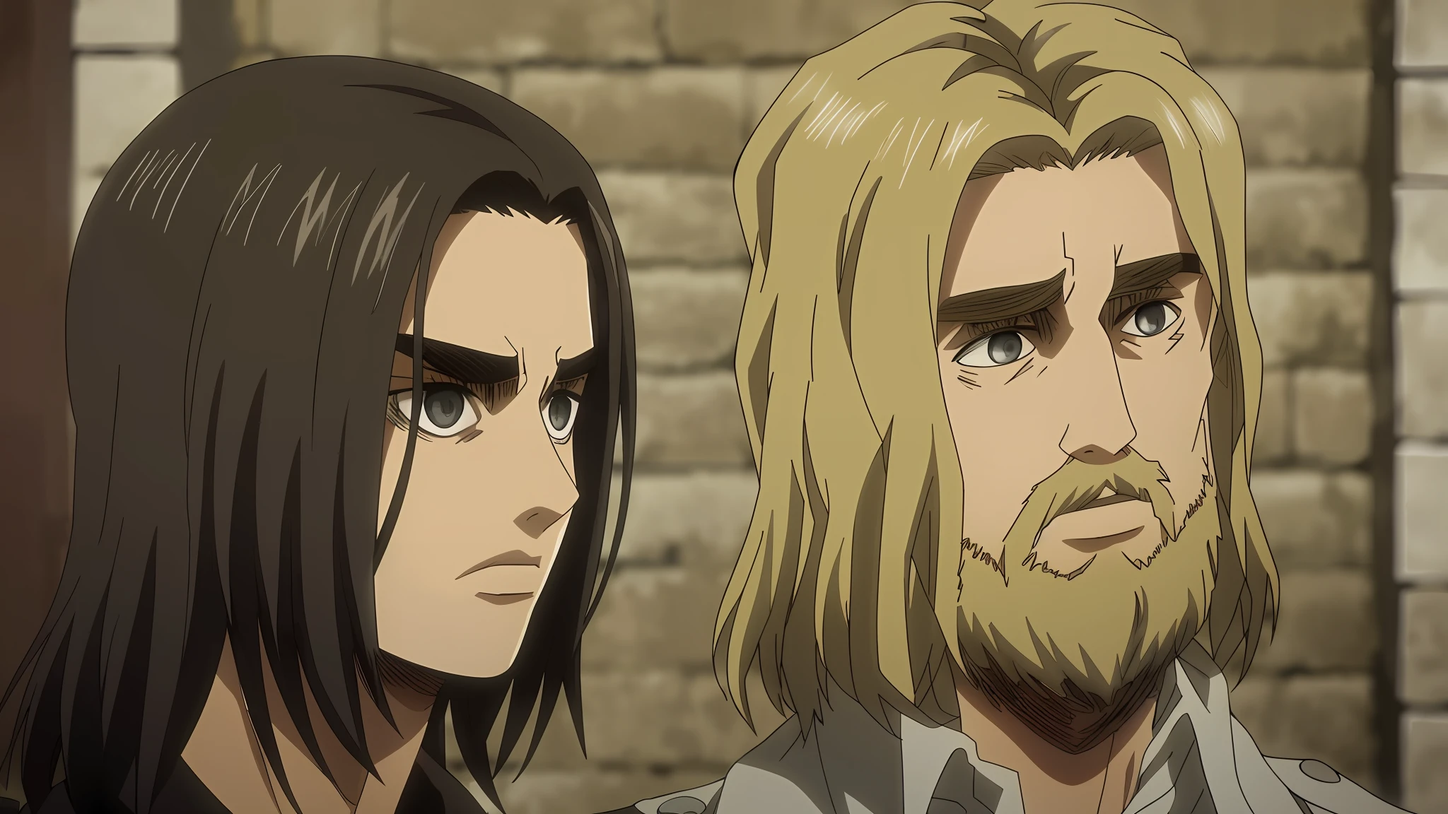 Anime image of a man with long hair and a beard and a woman with long hair  - SeaArt AI