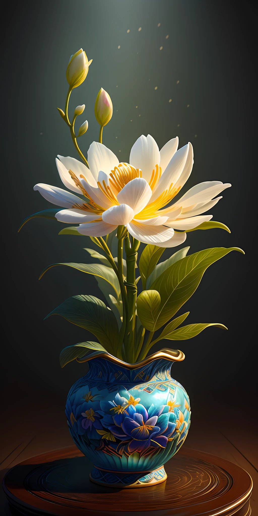 best quality, realistic, photorealistic,  ultra detailed, "Mountain of Flower and Fruit+Fairy+Chinese Architecture" highly detailed carving on "southern ice" porcelain,Ultra wide angle,Accent Lighting,Volumetric Lighting,backlighting, (detailed light),((an extremely delicate and beautiful)),dramatic_shadow,ray_tracing,hdr