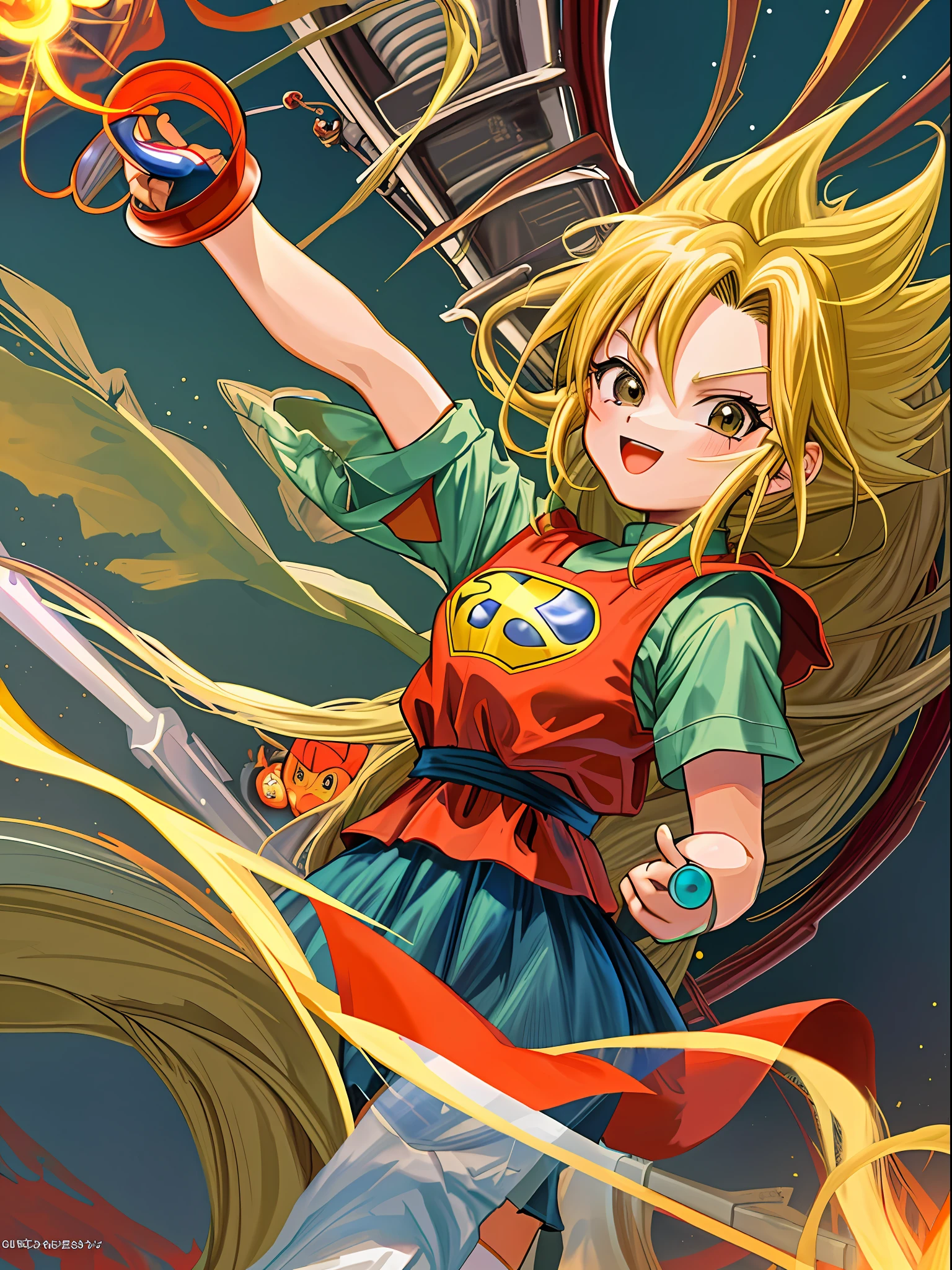 (best quality, masterpiece:1.2),akira toriyama,Super Saiyan girl,((girl:1.2))