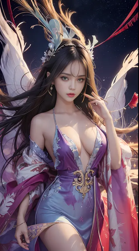 (Masterpiece, Top Quality, Best Quality, Ultimate Detail, Supreme Detail, Official Art, Beauty and Aesthetics: 1.2), Bare Thighs, Bare Pubic Hair, Color, Denim Shot, Upper Body Shot, Beautiful Face, Solo, Perfect Figure, Flying in the Sky, Portrait of a Gi...