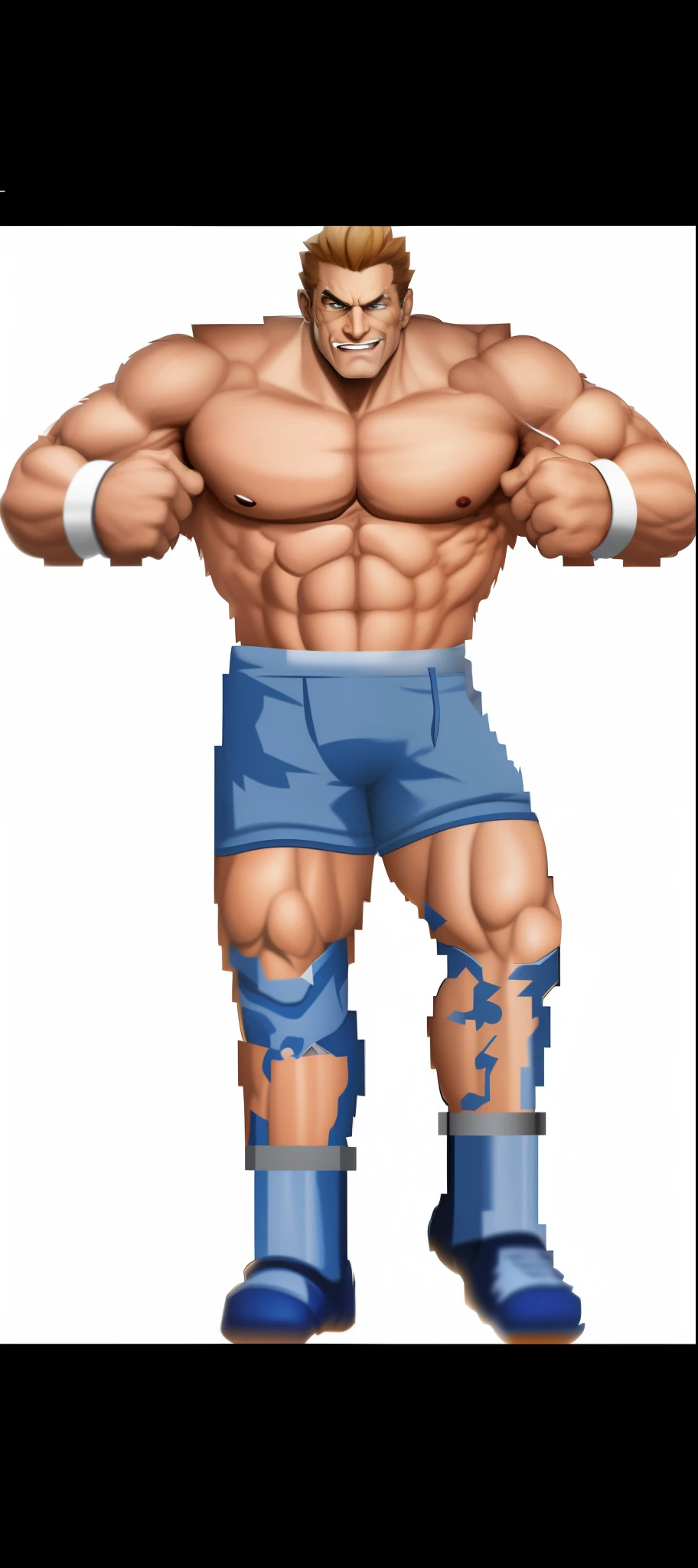 A close up of a cartoon character with a big muscular body - SeaArt AI