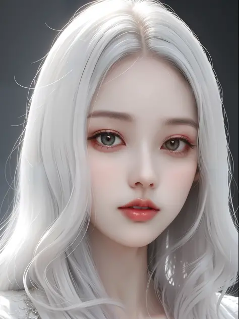1beautiful woman, pale skin, thin lips, silver hair, detailed skin:1, detailed eyes:1, sunlight