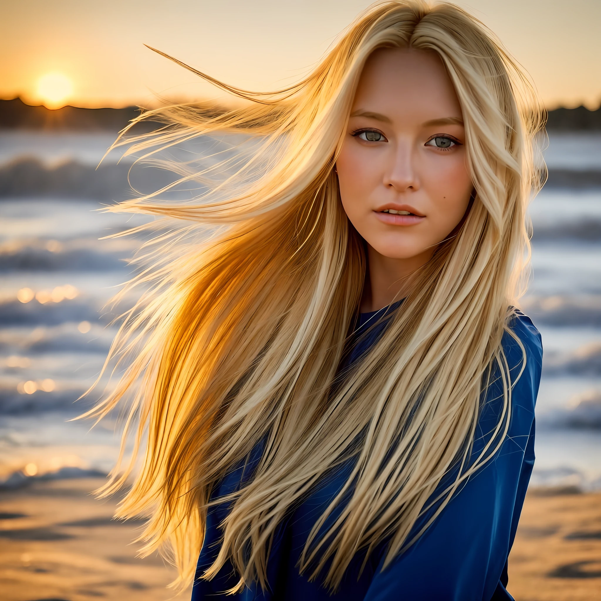 **With her fair blonde hair flowing in the wind, the stunning Swedish girl radiated a captivating Nordic beauty as the golden sunlight kissed her skin.** -