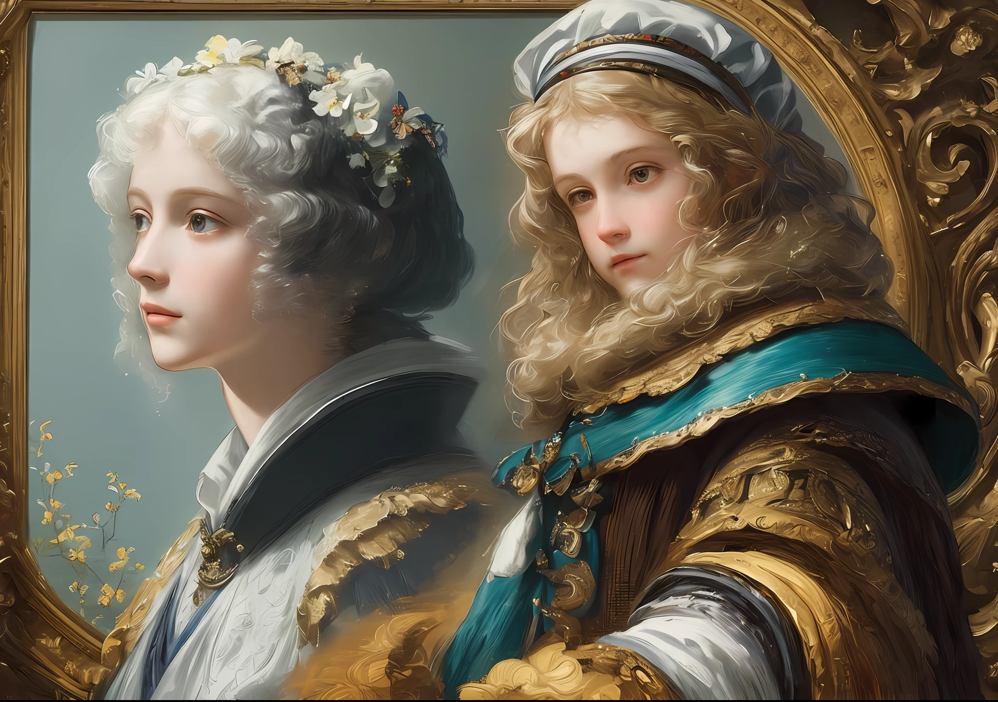 A close up of two women in formal clothing standing next to each other