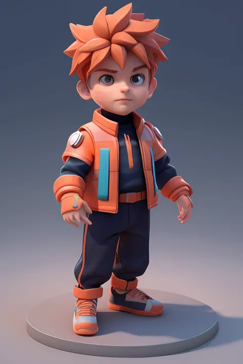 Tiny cute isometric boy, soft smooth lighting, with soft pastel colors, 8k, 120mm lens, 3d blender render, trending on polycount, modular constructivism, Orange background, physically based rendering, centered