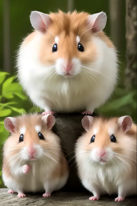 (hamster), (realistic fur, detailed fur texture: 1.2), detailed background, wilderness background, realistic, surreal, ultra-detailed, professional photography