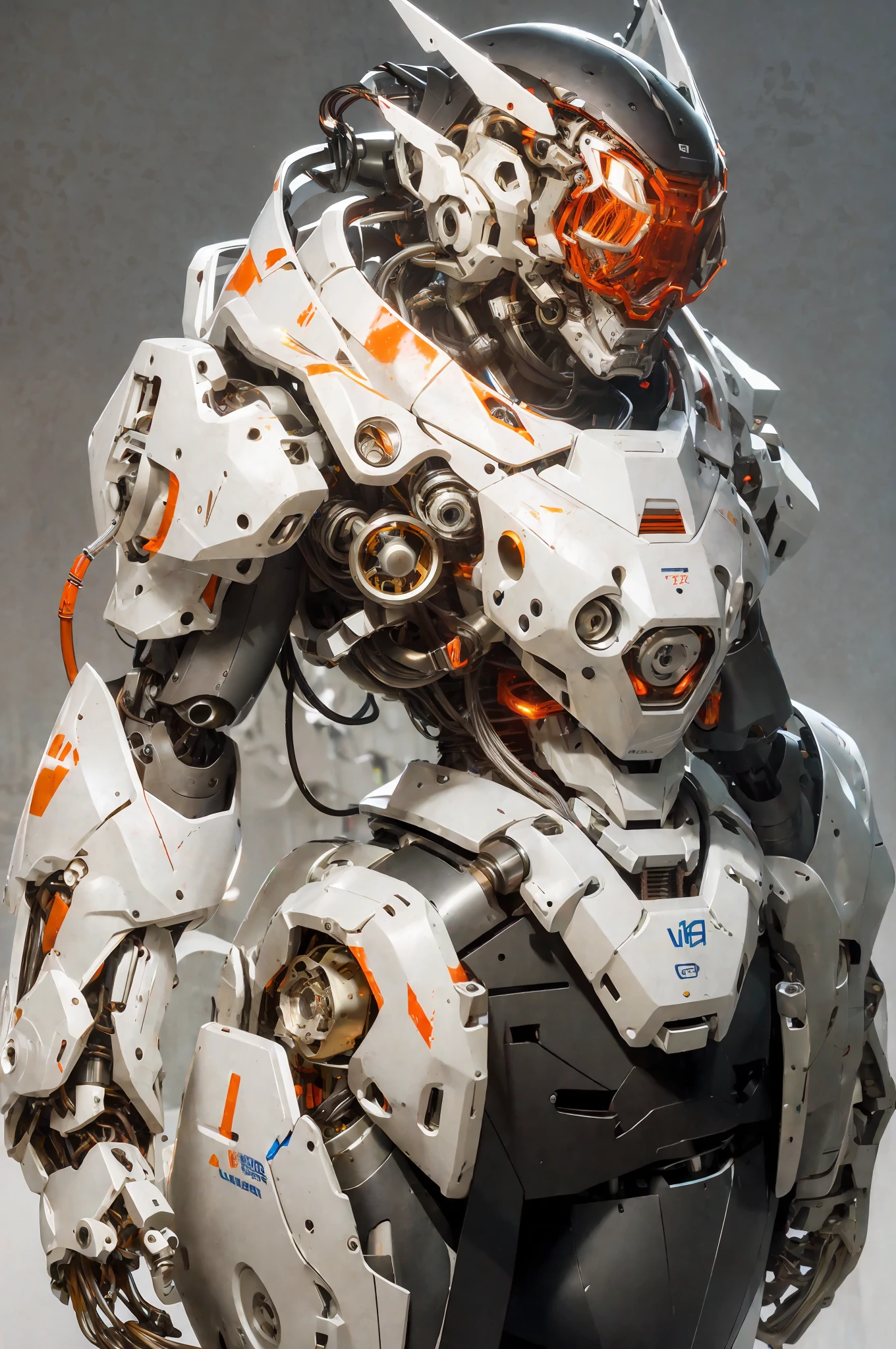 1 woman inside a huge bulky exoskeleton robot , ((bulky)) armor, mecha ...