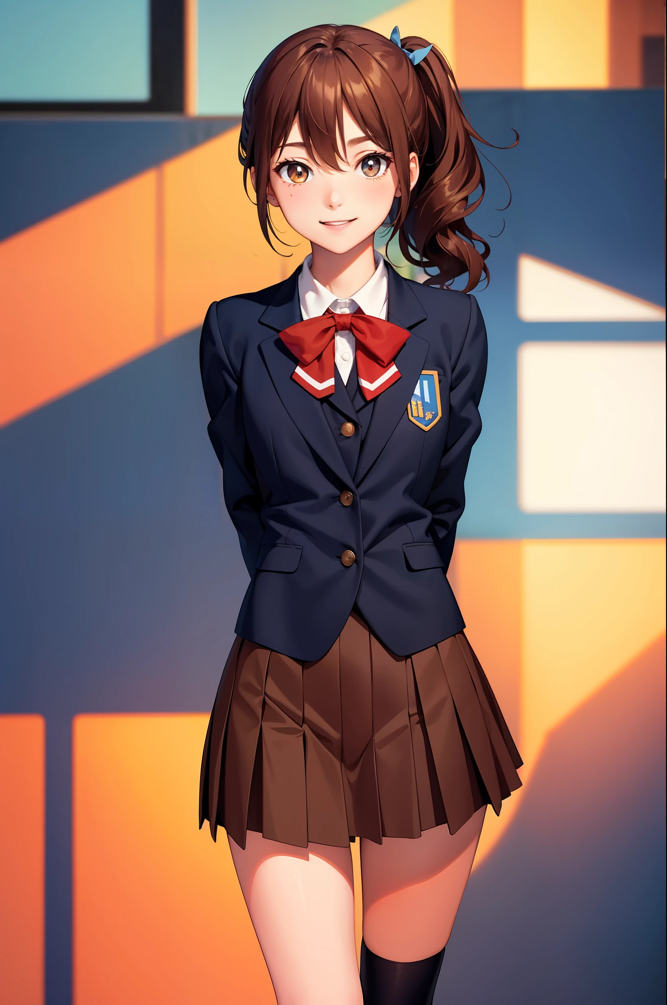 Anime girl in school uniform posing for a picture - SeaArt AI