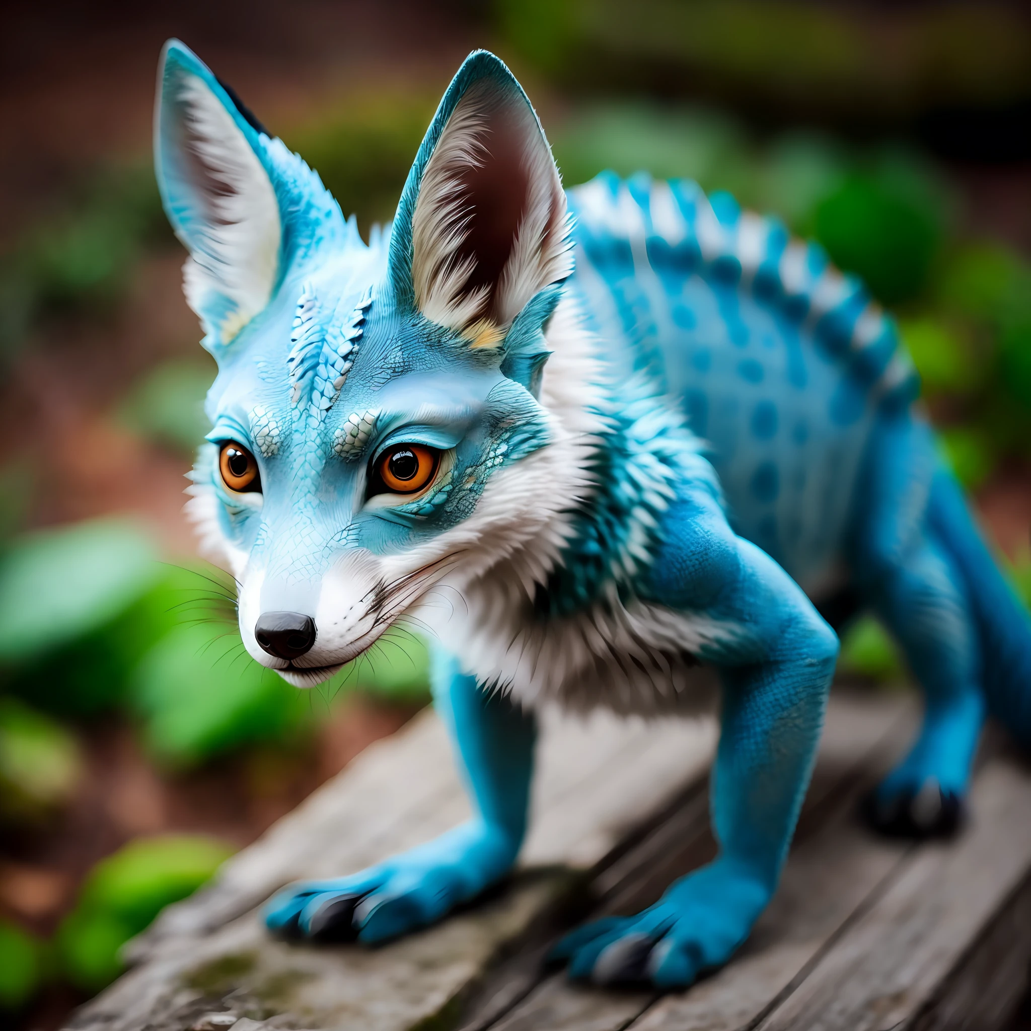 photo of a real life chameleon fox hybrid highly detailed realistic, sharp focus