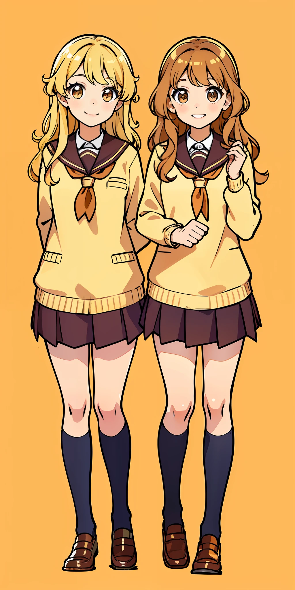 Two anime girls in school uniforms are standing next to each other - SeaArt  AI