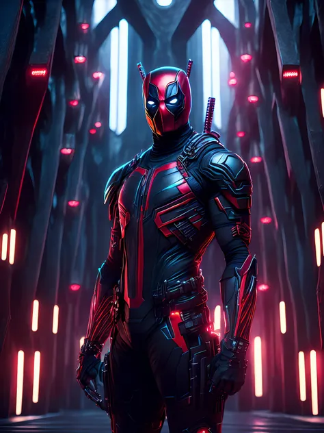 cyberpunk cyborg deadpool, 50mm portrait photography, hard rim lighting ...