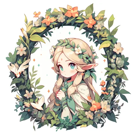 Game icon design, a square avatar frame consisting of vines and flowers, white background --niji 5