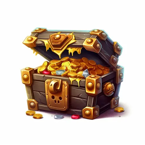Game icon design, a gorgeous treasure chest, white background