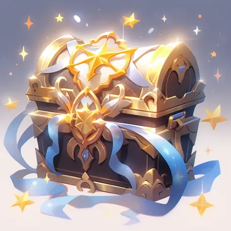 Game icon design, a gorgeous treasure chest, realistic style, white background --niji 5