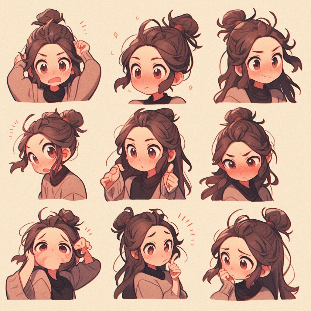 Free Vector | Set of cute girl poses and facial expressions cartoon  illustration