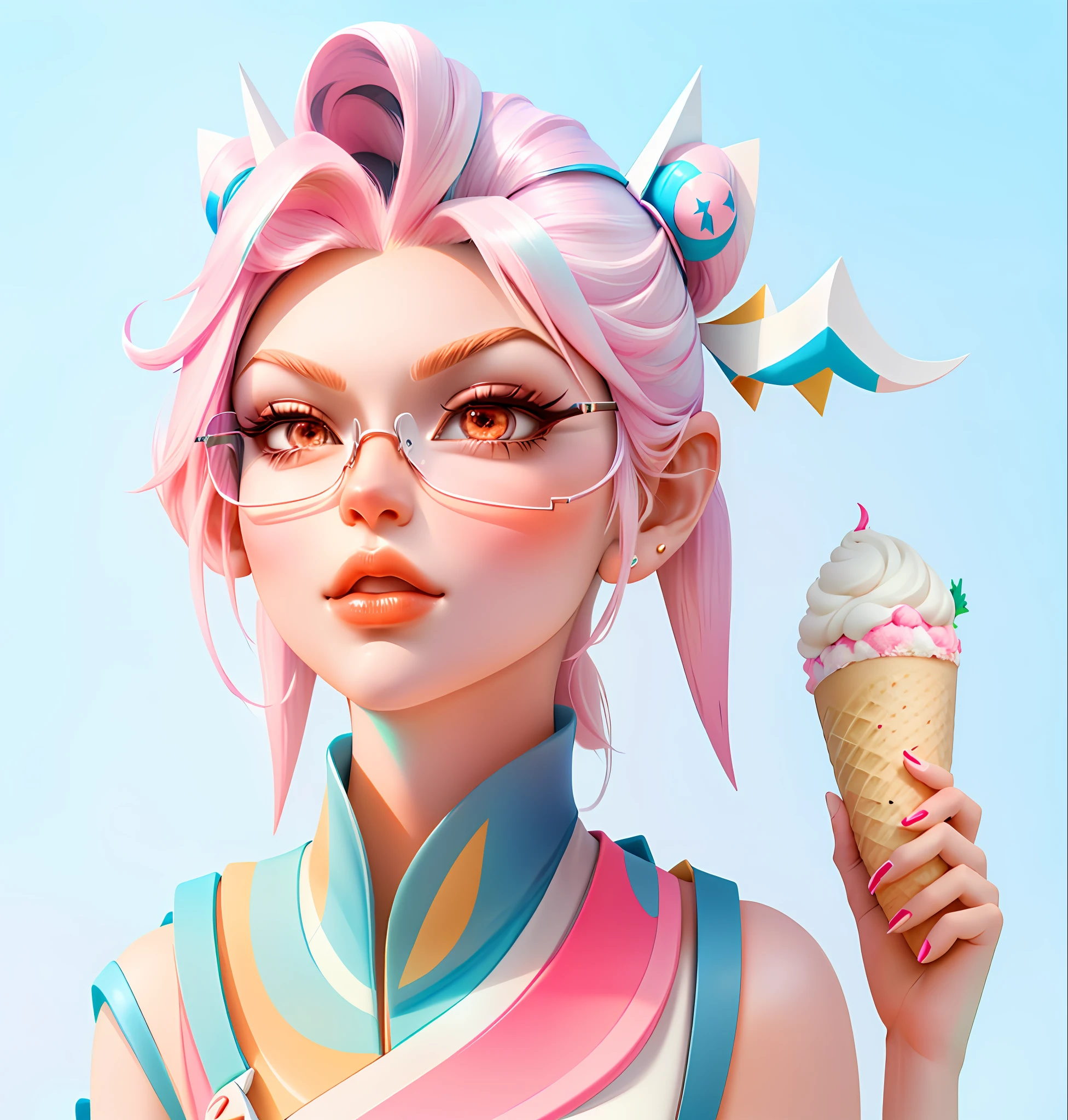 there is a cartoon character holding an ice cream cone, 3d characters, animation character, 3 d character, 3d character, close up character, character design contest winner, animated character design, cartoon character, very stylized character design, stylized character design, candypunk character design, official character illustration, promotional render, stylized character, 3 d character render