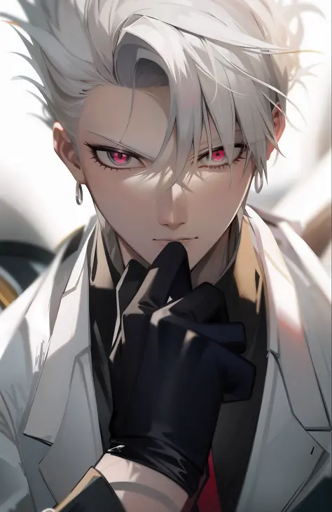 anime character with white hair and black gloves holding a cell phone, white haired, a silver haired mad, white-haired, nagito komaeda, killua zoldyck black hair, badass anime 8 k, white haired deity, best anime 4k konachan wallpaper, killua zoldyck portra...