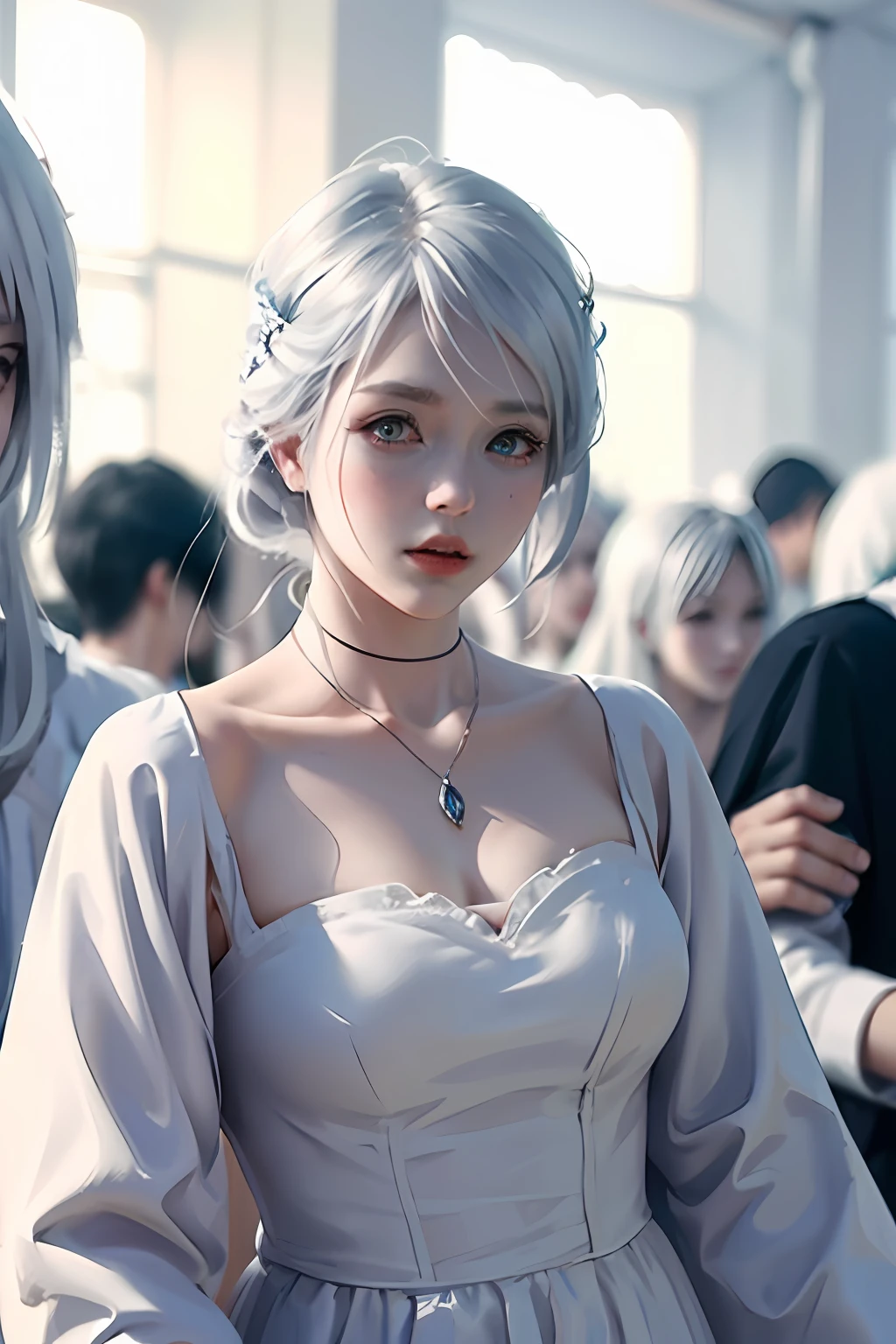 Anime - image de style d'une femme en robe blanche et d'un homme en  costume noir - SeaArt AI