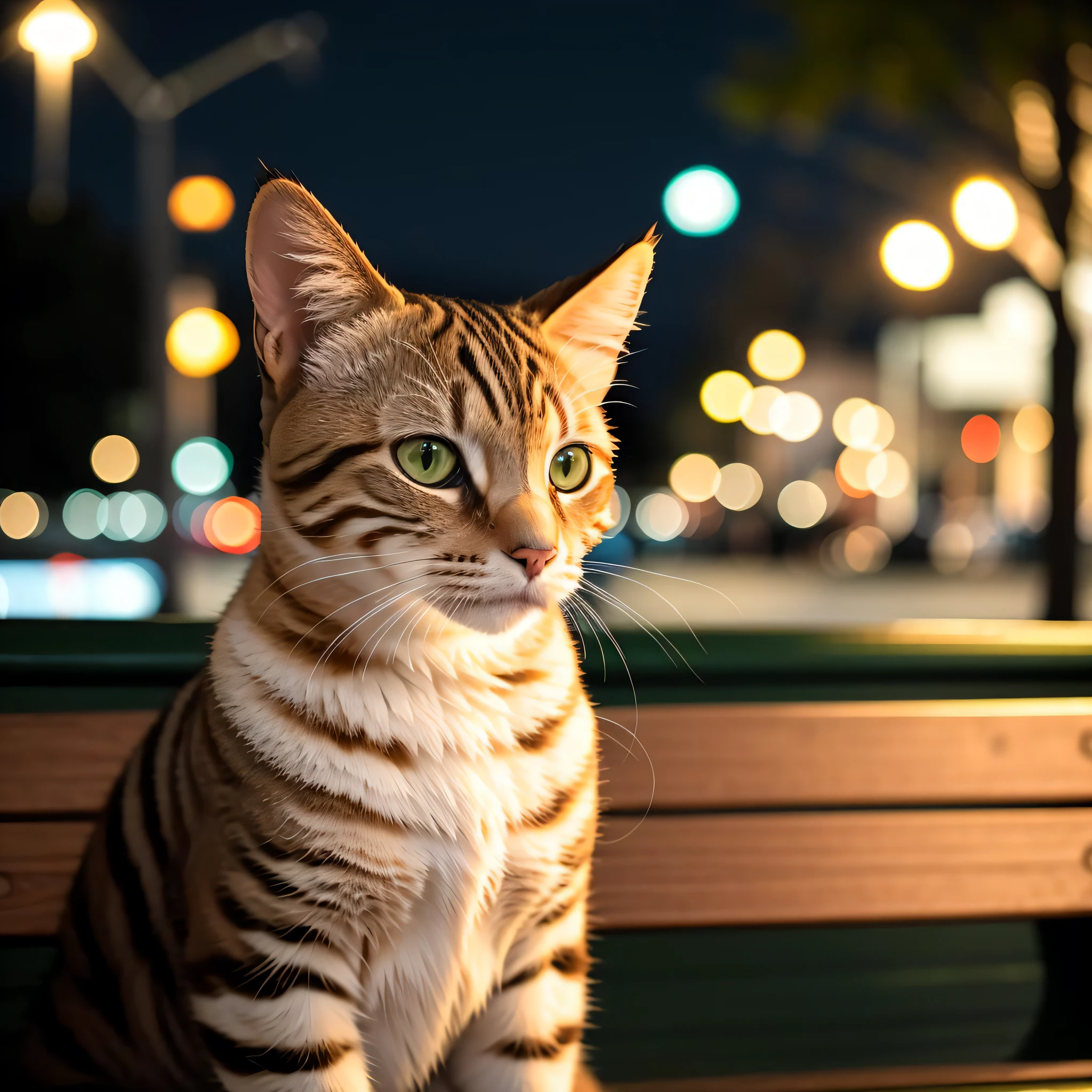 RAW-Foto, absurdesten, gute Qualität, fotorealistisch,
[Katze|Katze, Pullover], Betrachter betrachten,
draußen, Nacht, Parkbank,
8k uhd, dslr, Filmkorn, Fujifilm XT3, 20 megapixel, ausführlich, scharfer Fokus,