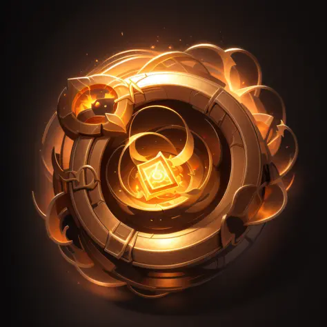 {Intricate magic ring made fire and gold} , vector , runes imagery of rats and small cheese, game icon (masterpiece)