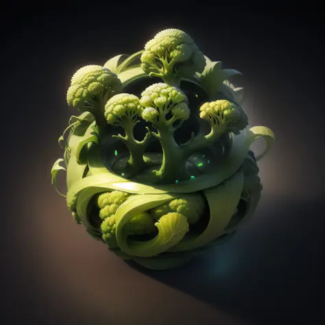 {intricate magic ring made of broccoli } ,  runes of power, game icon (masterpiece)