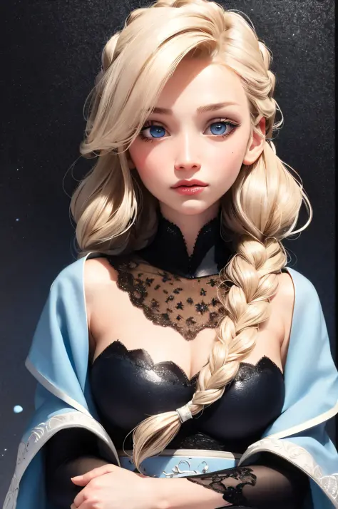 best quality, masterpiece, (elsa:0.8), upper body, blue eyes, braid hair