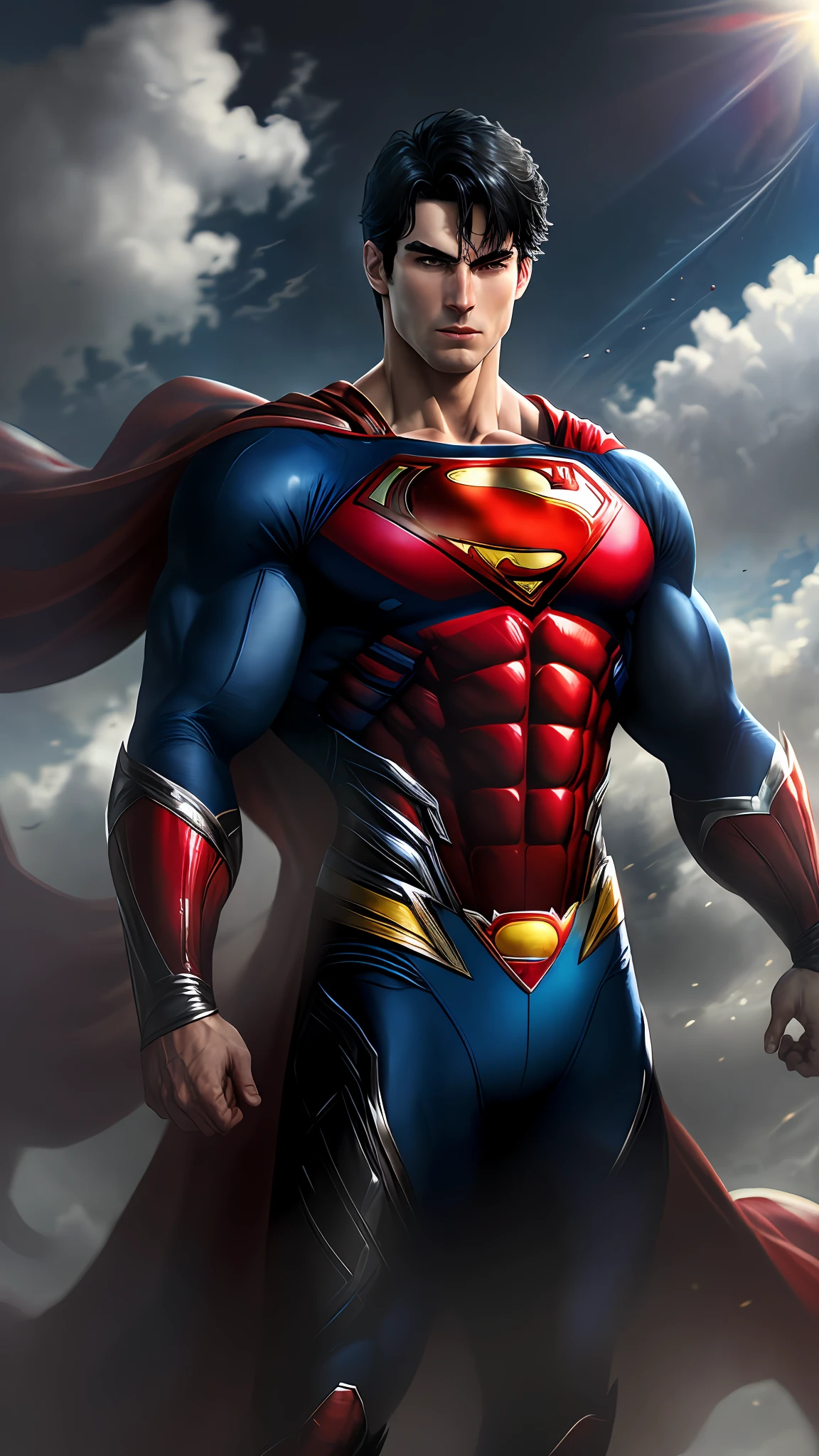 Realistic photography, 1boy, Superman abs, uniform covering all body ...
